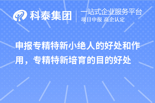 申報(bào)專精特新小絕人的好處和作用，專精特新培育的目的好處
