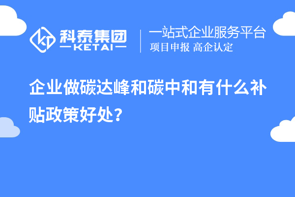 企業(yè)做碳達峰和碳中和有什么補貼政策好處？