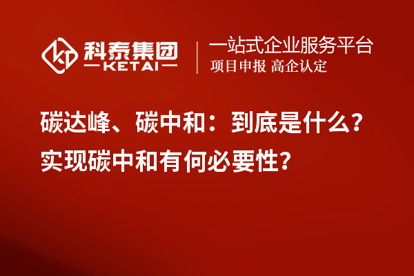 碳達峰、碳中和：到底是什么？實現(xiàn)碳中和有何必要性？