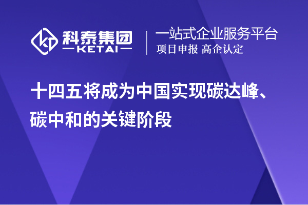十四五將成為中國實現(xiàn)碳達峰、碳中和的關鍵階段