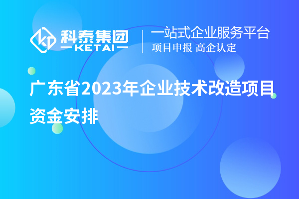 廣東省2023年企業(yè)技術(shù)改造項目資金安排