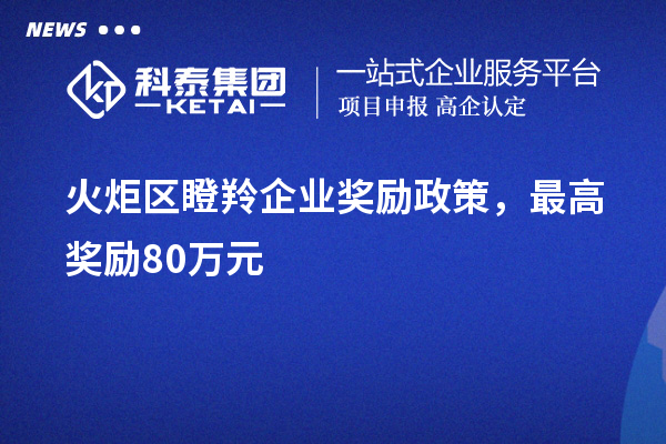 火炬區(qū)瞪羚企業(yè)獎勵政策，最高獎勵80萬元