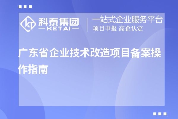 廣東省企業(yè)技術改造項目備案操作指南
