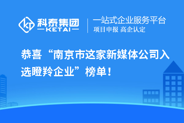 恭喜“南京市這家新媒體公司入選瞪羚企業(yè)”榜單！