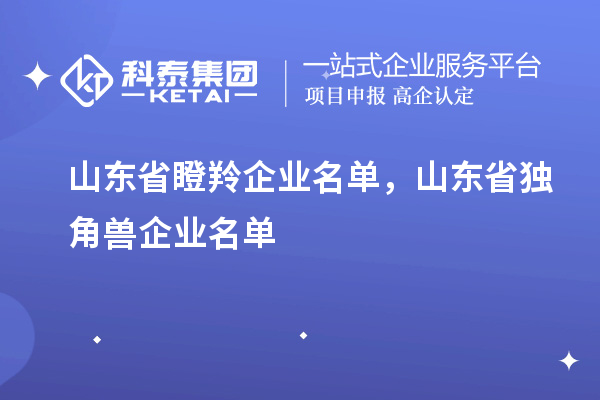 山東省瞪羚企業(yè)名單，山東省獨(dú)角獸企業(yè)名單