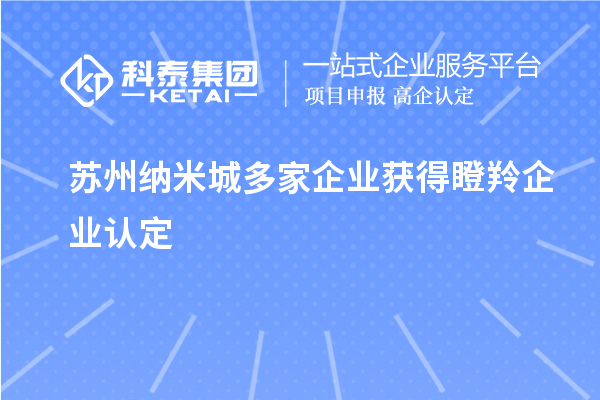 蘇州納米城多家企業(yè)獲得<a href=http://www.hsloq2267.cn/fuwu/dengling.html target=_blank class=infotextkey>瞪羚企業(yè)認定</a>