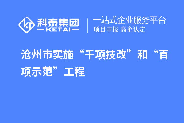 滄州市實施“千項技改”和“百項示范”工程，推動產業(yè)結構優(yōu)化升級