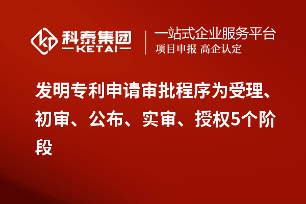 發(fā)明專利申請審批程序為受理、初審、公布、實審、授權(quán)5個階段