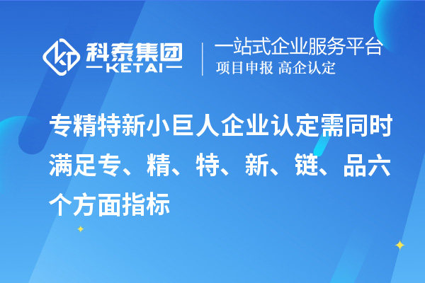 專精特新小巨人企業(yè)認(rèn)定需同時滿足專、精、特、 新、鏈、品六個方面指標(biāo)