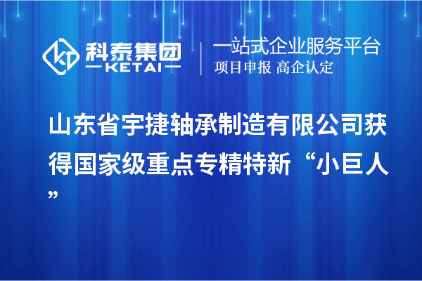 山東省宇捷軸承制造有限公司獲得國家級重點(diǎn)專精特新“小巨人”