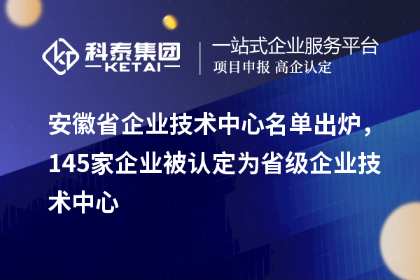 安徽省企業(yè)技術(shù)中心名單出爐，145家企業(yè)被認(rèn)定為省級(jí)企業(yè)技術(shù)中心