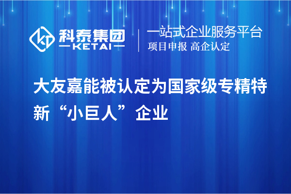 大友嘉能被認(rèn)定為國(guó)家級(jí)專精特新“小巨人”企業(yè)