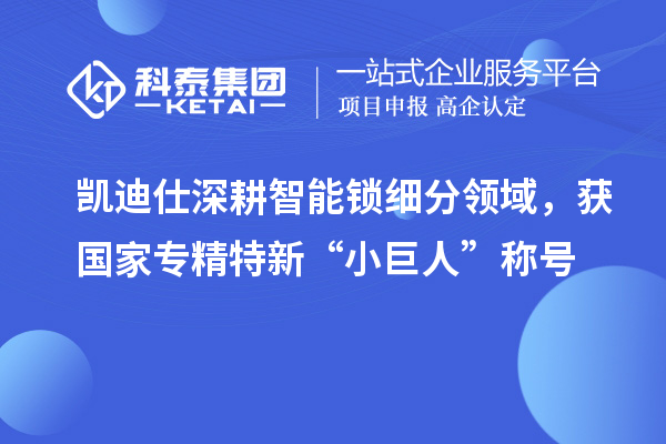 凱迪仕深耕智能鎖細(xì)分領(lǐng)域，獲國家專精特新“小巨人”稱號