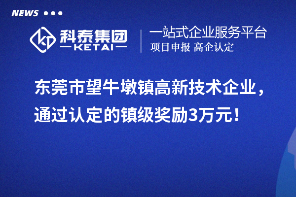 東莞市望牛墩鎮(zhèn)高新技術(shù)企業(yè)，通過(guò)認(rèn)定的鎮(zhèn)級(jí)獎(jiǎng)勵(lì)3萬(wàn)元！