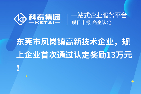 東莞市鳳崗鎮(zhèn)高新技術(shù)企業(yè)，規(guī)上企業(yè)首次通過認(rèn)定獎(jiǎng)勵(lì)13萬元！