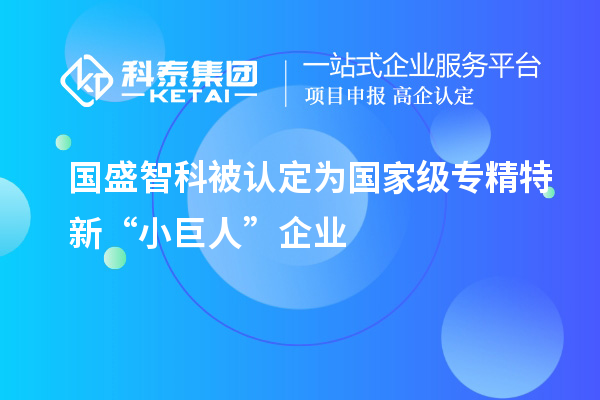 國盛智科被認(rèn)定為國家級專精特新“小巨人”企業(yè)