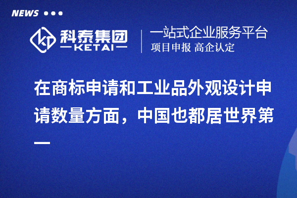 在商標(biāo)申請(qǐng)和工業(yè)品外觀設(shè)計(jì)申請(qǐng)數(shù)量方面，中國也都居世界第一