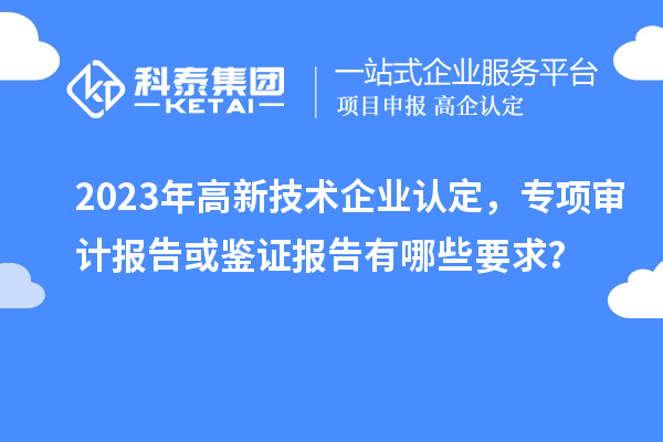 2023年高新技術企業(yè)認定，專項審計報告或鑒證報告有哪些要求？