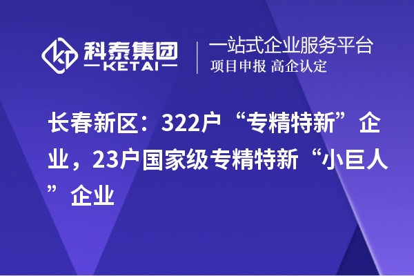 長(zhǎng)春新區(qū)：322戶“專精特新”企業(yè)，23戶國(guó)家級(jí)專精特新“小巨人”企業(yè)