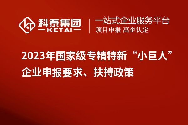 2023年國家級專精特新“小巨人”企業(yè)申報要求、扶持政策