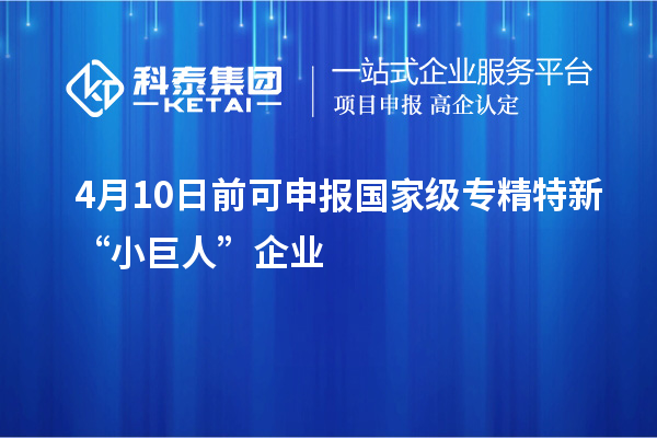 4月10日前可申報(bào)國家級(jí)專精特新“小巨人”企業(yè)
