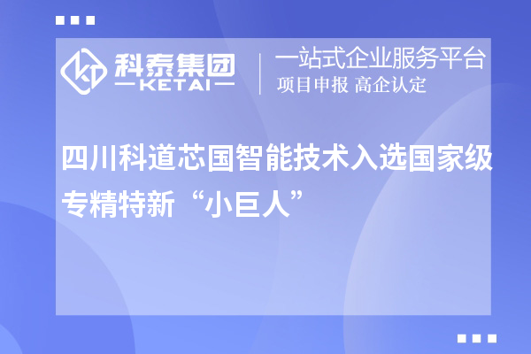 四川科道芯國(guó)智能技術(shù)入選國(guó)家級(jí)專精特新“小巨人”