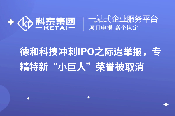 德和科技沖刺IPO之際遭舉報(bào)，專(zhuān)精特新“小巨人”榮譽(yù)被取消