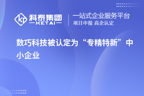 數巧科技被認定為“專精特新”中小企業(yè)