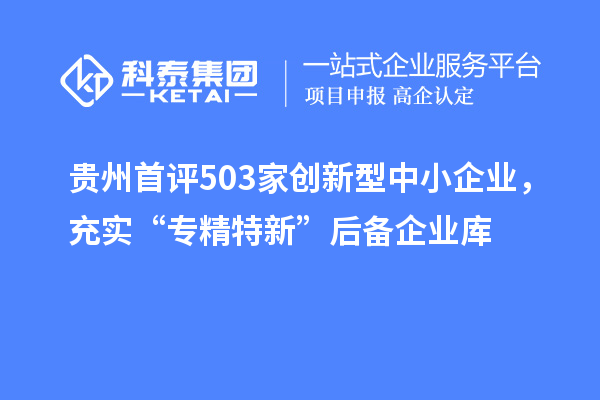 貴州首評503家創(chuàng)新型中小企業(yè)，充實(shí)“專精特新”后備企業(yè)庫