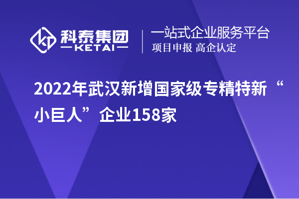 2022年武漢新增國家級(jí)專精特新“小巨人”企業(yè)158家