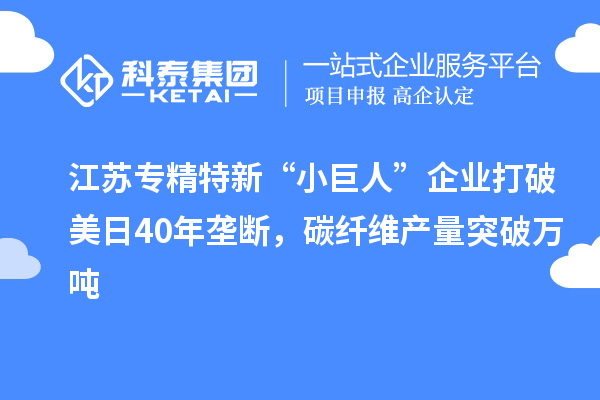 江蘇專精特新“小巨人”企業(yè)打破美日40年壟斷，碳纖維產(chǎn)量突破萬噸