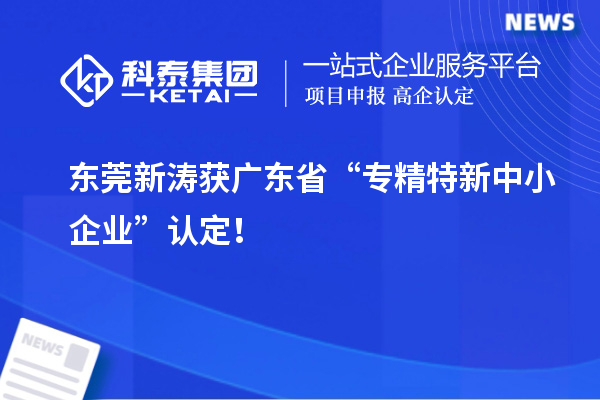東莞新濤獲廣東省“專精特新中小企業(yè)”認(rèn)定！