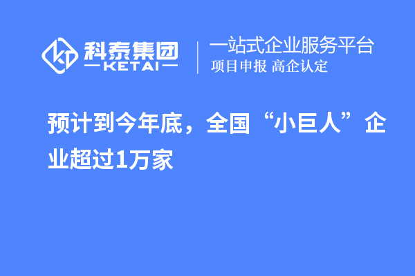 預(yù)計到今年底，全國“小巨人”企業(yè)超過1萬家