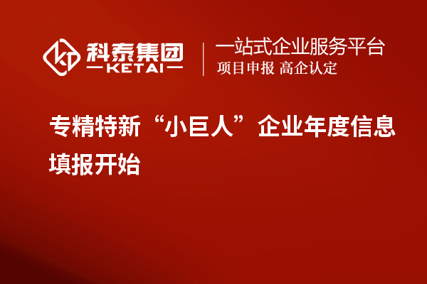 專(zhuān)精特新“小巨人”企業(yè)年度信息填報(bào)開(kāi)始