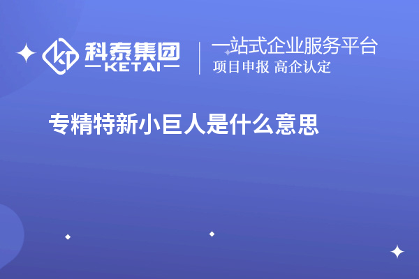 專(zhuān)精特新小巨人是什么意思
