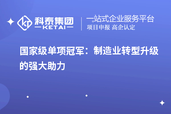 國家級單項冠軍：制造業(yè)轉(zhuǎn)型升級的強大助力