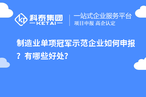 制造業(yè)單項冠軍示范企業(yè)如何申報？有哪些好處？