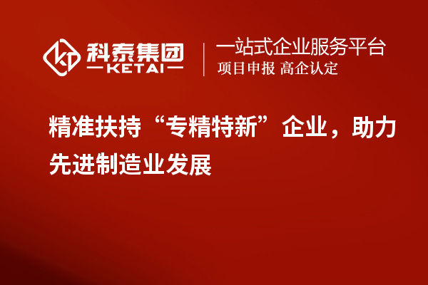 精準扶持“專精特新”企業(yè)，助力先進制造業(yè)發(fā)展
