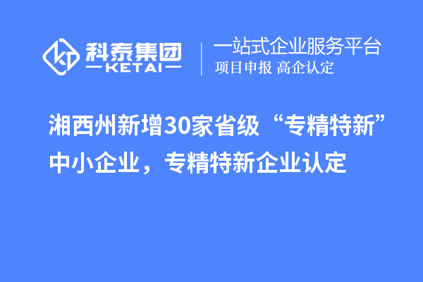 湘西州新增30家省級 “專精特新”中小企業(yè)，專精特新企業(yè)認(rèn)定