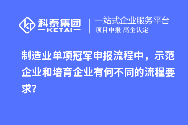 制造業(yè)單項(xiàng)冠軍申報(bào)流程中，示范企業(yè)和培育企業(yè)有何不同的流程要求？