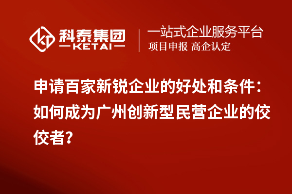 申請(qǐng)百家新銳企業(yè)的好處和條件：如何成為廣州創(chuàng)新型民營(yíng)企業(yè)的佼佼者？