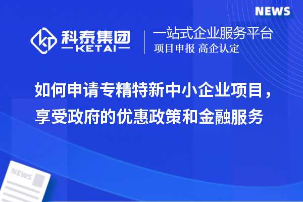 如何申請(qǐng)專精特新中小企業(yè)項(xiàng)目，享受政府的優(yōu)惠政策和金融服務(wù)