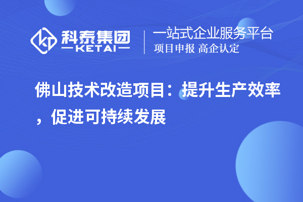  佛山技術(shù)改造項(xiàng)目：提升生產(chǎn)效率，促進(jìn)可持續(xù)發(fā)展