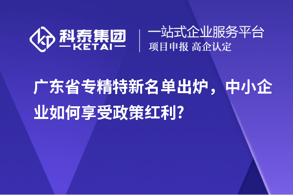 廣東省專精特新名單出爐，中小企業(yè)如何享受政策紅利?