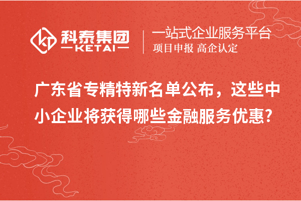 廣東省專精特新名單公布，這些中小企業(yè)將獲得哪些金融服務優(yōu)惠?