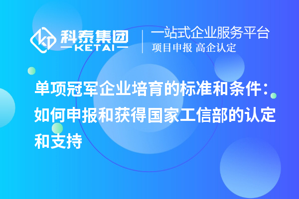 單項(xiàng)冠軍企業(yè)培育的標(biāo)準(zhǔn)和條件：如何申報(bào)和獲得國家工信部的認(rèn)定和支持