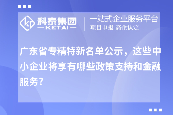 廣東省專精特新名單公示，這些中小企業(yè)將享有哪些政策支持和金融服務(wù)?