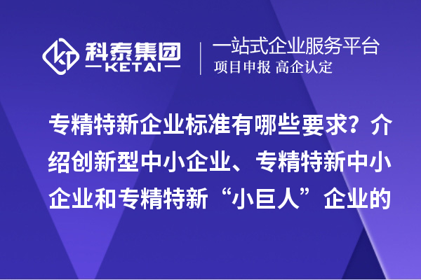 專精特新企業(yè)標(biāo)準(zhǔn)有哪些要求？介紹創(chuàng)新型中小企業(yè)、專精特新中小企業(yè)和專精特新“小巨人”企業(yè)的評(píng)價(jià)和認(rèn)定標(biāo)準(zhǔn)