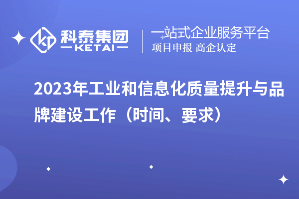2023年工業(yè)和信息化質(zhì)量提升與品牌建設(shè)工作（時間、要求）