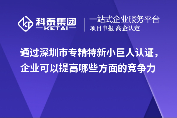 通過深圳市專精特新小巨人認證，企業(yè)可以提高哪些方面的競爭力